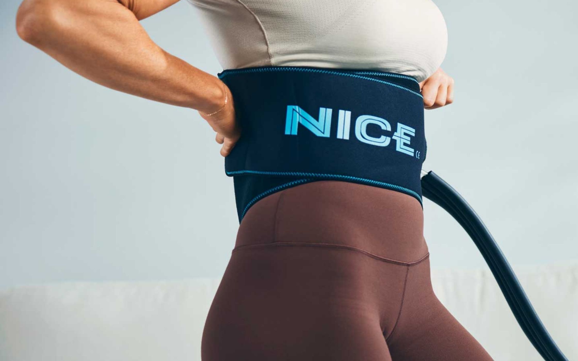 Nice1 cold and compression sleeve on a woman's torso